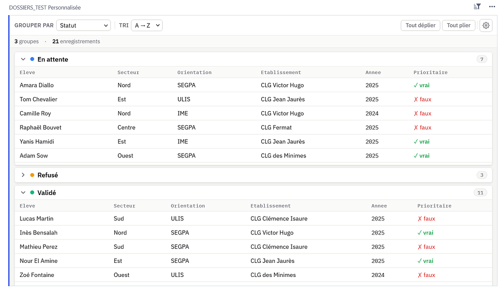 Collapsible grouped view based on column values (custom widget ...